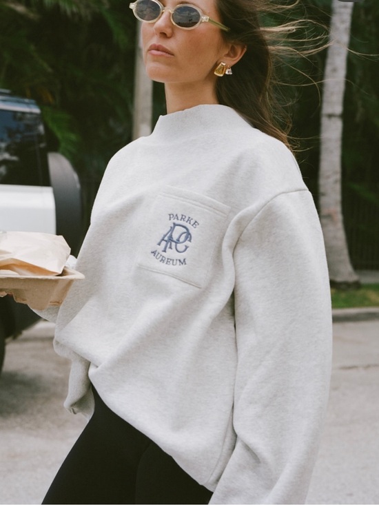 Parke Tops - Parke Aurem Grey Logo Mockneck Sweatshirt